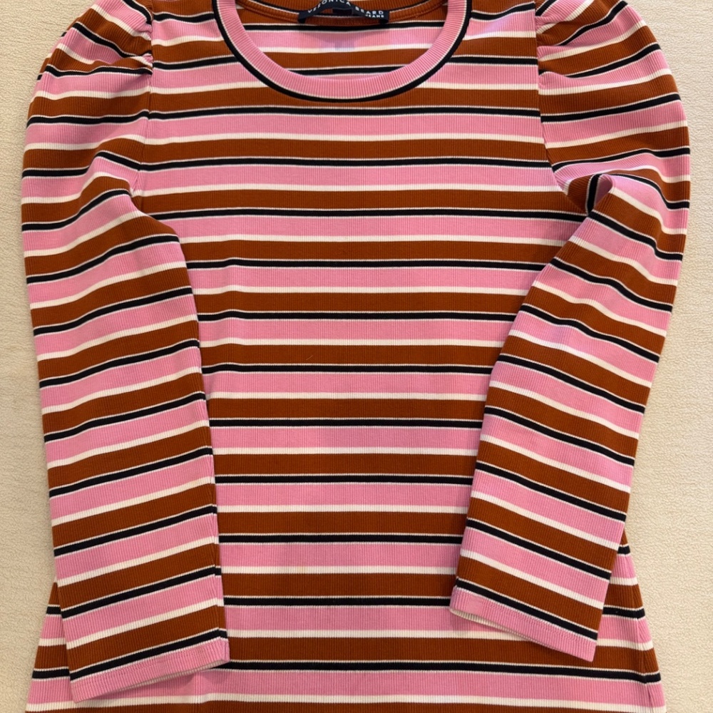 Striped Puff Sleeve Veronica Beard Top